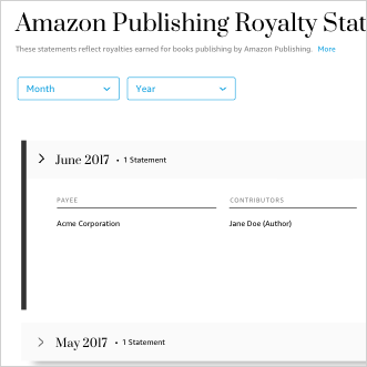 Royalty statement portal page